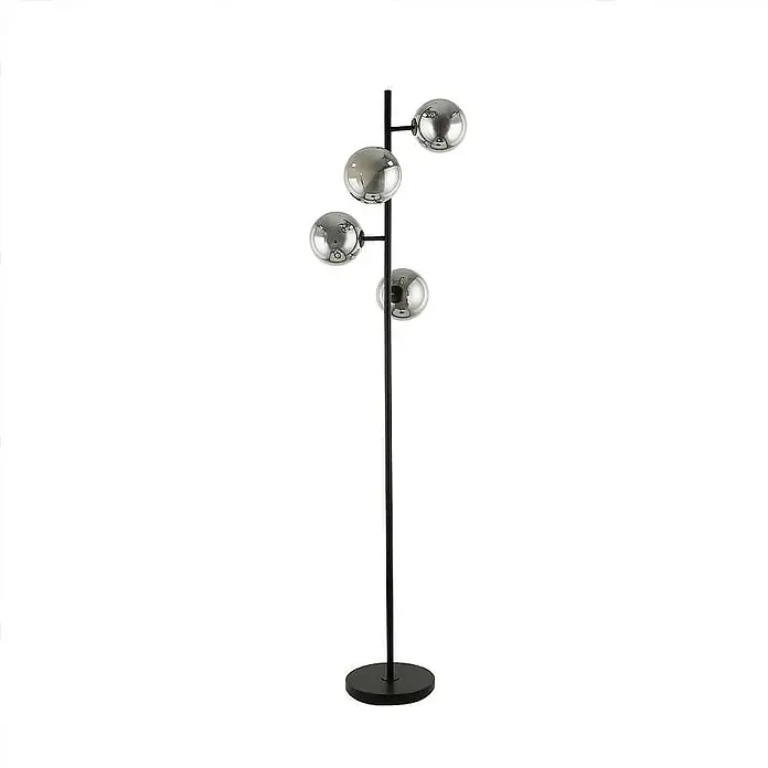 Home Deluxe Stehleuchte VIOLA - 40 W, Höhe: 166 cm, Schwarz, Rauchgrau, G9