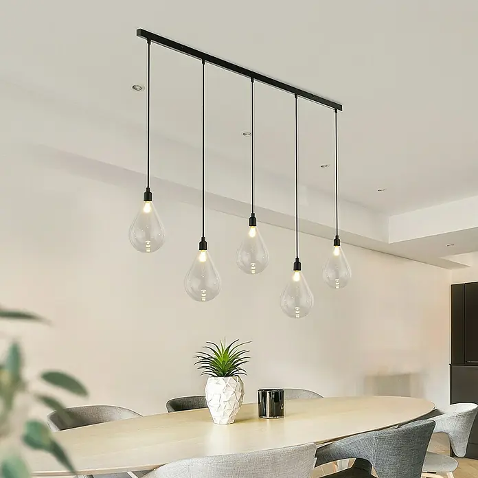 Home Deluxe Pendelleuchte CELIA - 60 W, L x B x H: 13 x 106,5 x 120 cm, Transparent, Transparent, G9