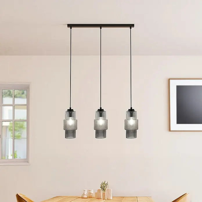 Home Deluxe Pendelleuchte YUKI - 60 W, L x B x H: 4 x 62,5 x 120 cm, Rauchgrau, Rauchgrau, E27