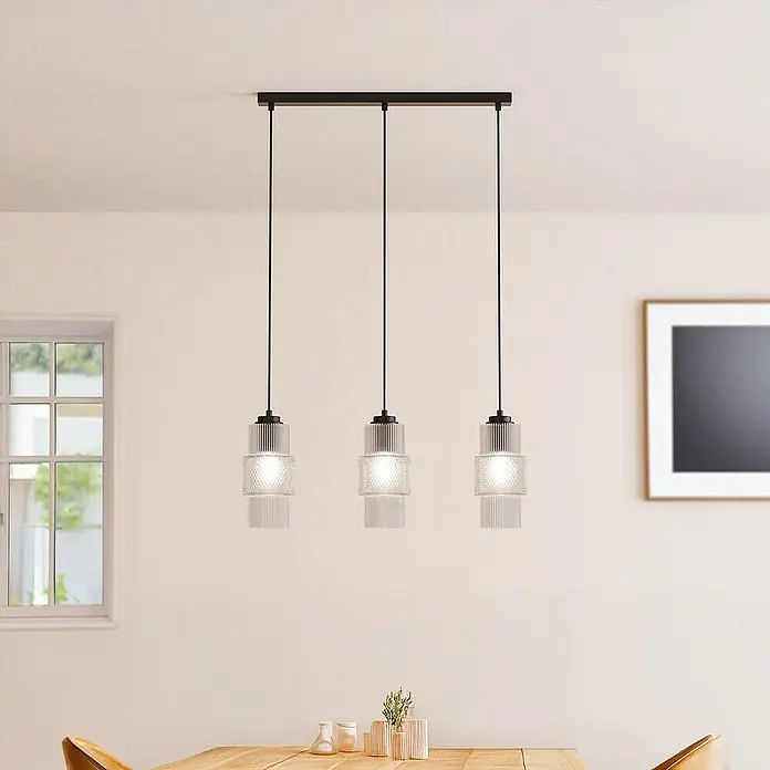 Home Deluxe Pendelleuchte YUKI - 60 W, L x B x H: 4 x 62,5 x 120 cm, Transparent, Transparent, E27