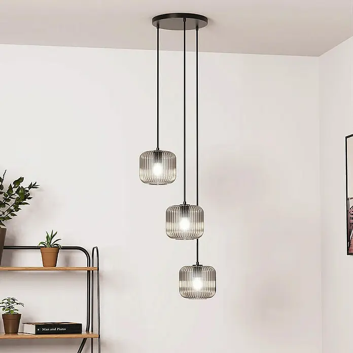 Home Deluxe Pendelleuchte LILY - 60 W, Rauchgrau, Rauchgrau, E27
