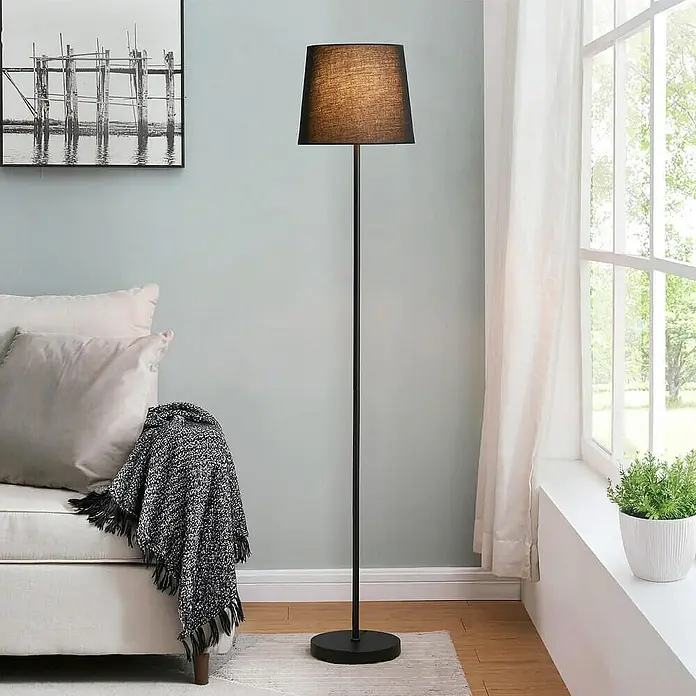Home Deluxe Stehleuchte VANA - 60 W, Höhe: 150 cm, Schwarz, Schwarz, E27