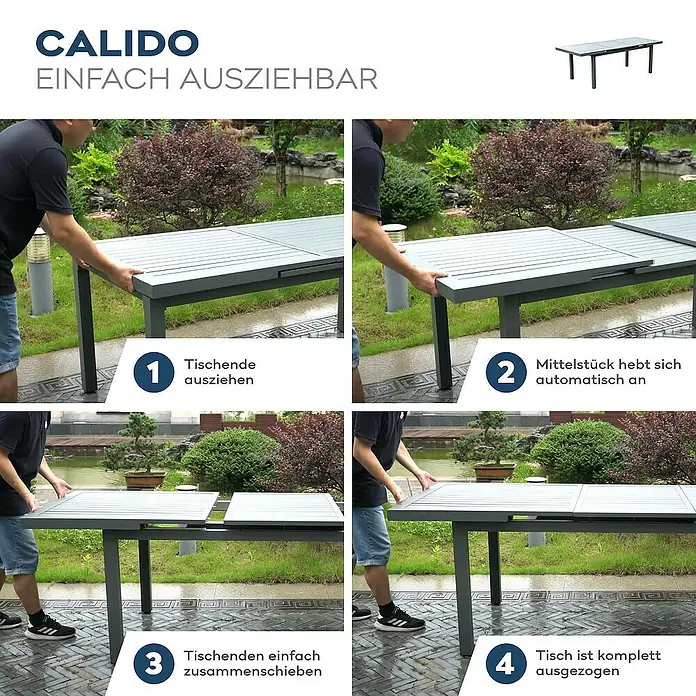 Home Deluxe Gartentisch CALIDO - L x B x H: 76,5 x 180 x 240 cm, Anthrazit