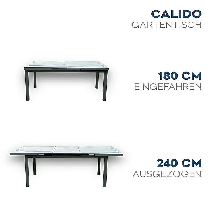 Home Deluxe Gartentisch CALIDO - L x B x H: 76,5 x 180 x 240 cm, Anthrazit