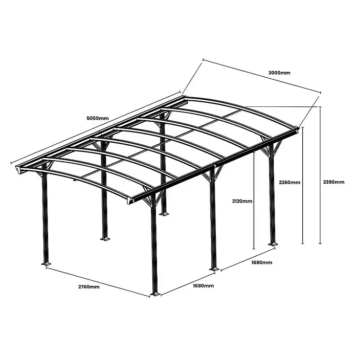 Home Deluxe Carport FALO Farbe: Weiß - Außenmaß inkl. Dachüberstand (B x T): 3 x 5,05 m, Einzelcarport, Weiß