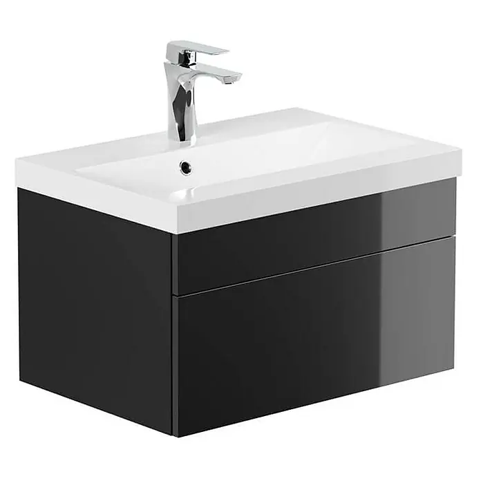 Home Deluxe Waschbecken-Set WANGEROOGE S - 61 x 41,5 cm, Schwarz