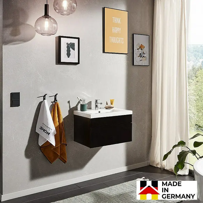 Home Deluxe Waschbecken-Set WANGEROOGE S - 61 x 41,5 cm, Schwarz