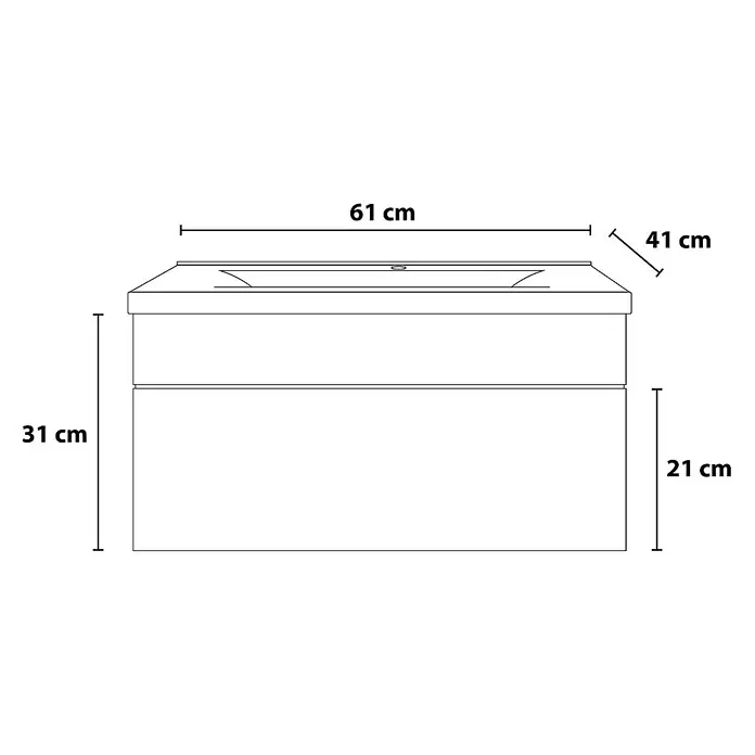 Home Deluxe Waschbecken-Set WANGEROOGE S - 61 x 41,5 cm, Schwarz