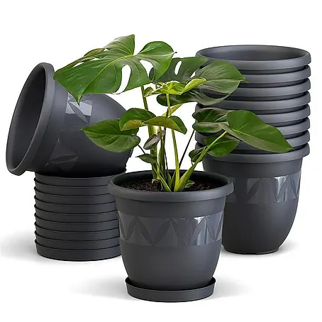 Plastard  Pflanztopf Capri 10er Set mit Untersetzer in Anthrazit – Blumentopf