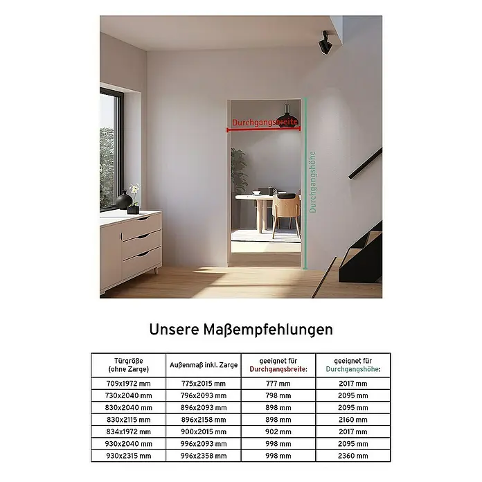 Inova Zimmertür Glasdrehtür ESG Glastür Komplettset 830 x 2115 Klarglas Griffstange R - 830 x 2.115 mm, DIN Anschlag: Rechts, Schwarz