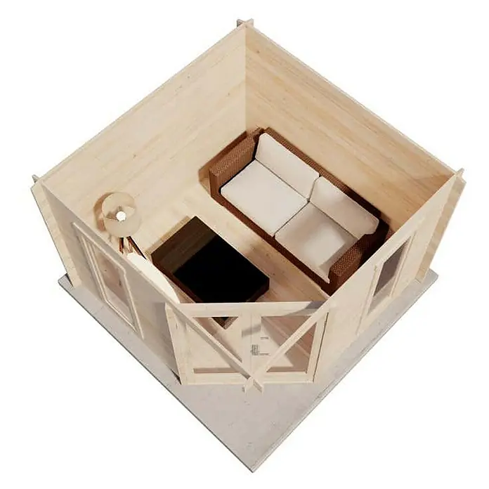 Alpholz Gartenhaus Liwa Compact - Außenmaß inkl. Dachüberstand (B x T): 312 x 312 cm, Holz, Naturbelassen