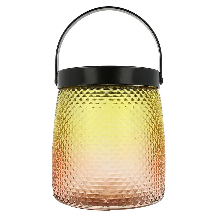 Hofer Solar-Dekoleuchte Liora - Durchmesser: 13 cm, Gelb/Orange - Die wunderschöne Dekoleuchte mit gelb-orangefarbenen Glas und einem Tragegriff ist ein echter Hingucker. Perfekt für stimmungsvolles Licht.