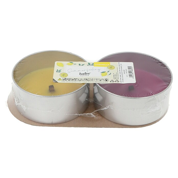 Hofer Citronella-Kerze Outdoorbecher Summerfeeling 2er (Durchmesser: 10,5 cm, Beere/Gelb) | BAUHAUS