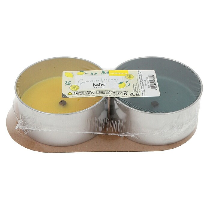 Hofer Citronella-Kerze Outdoorbecher Summerfeeling 2er (Durchmesser: 10,5 cm, Salbei/Gelb) | BAUHAUS
