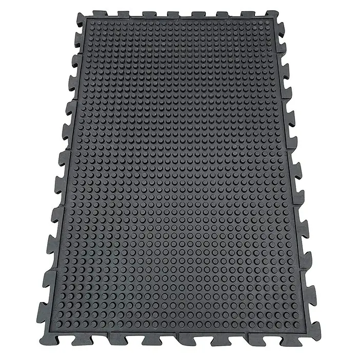 Floordirekt Bodenschutzmatte Puzzle Gummiläufer Buffallo - 100 x 100 cm, Schwarz - Die rutschfeste, modulare Gummimatte mit Noppen sorgt für sicheren Halt und ist ideal für Werkstätten oder Garagen.