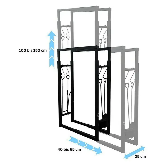 Proregal Kaminholzregal - 25 x 25 x 150 cm, Stahl, Schwarz
