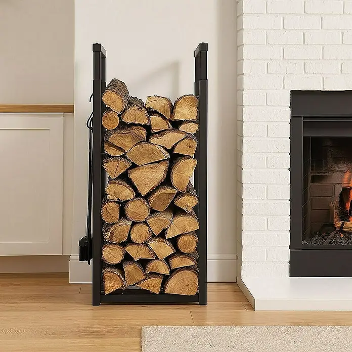 Proregal Kaminholzregal - 25 x 25 x 150 cm, Stahl, Schwarz