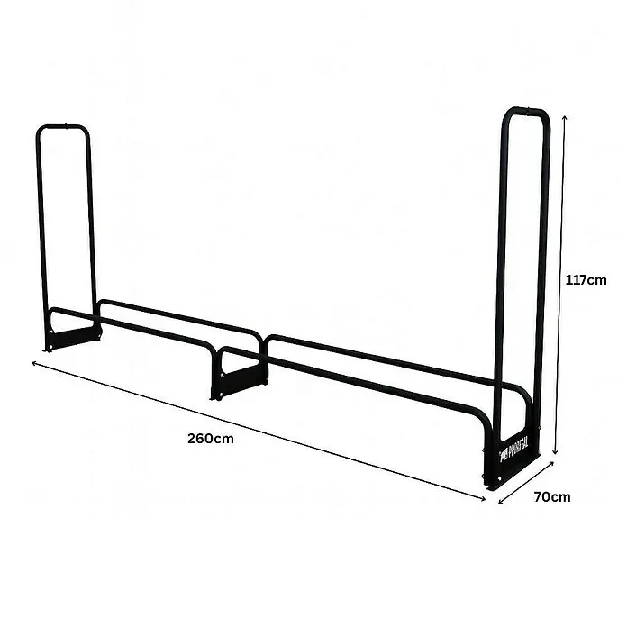 Proregal Kaminholzregal - 36 x 36 x 117 cm, Stahl, Schwarz