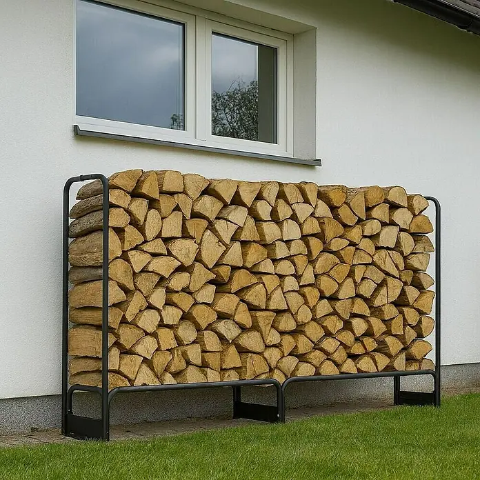 Proregal Kaminholzregal - 36 x 36 x 117 cm, Stahl, Schwarz