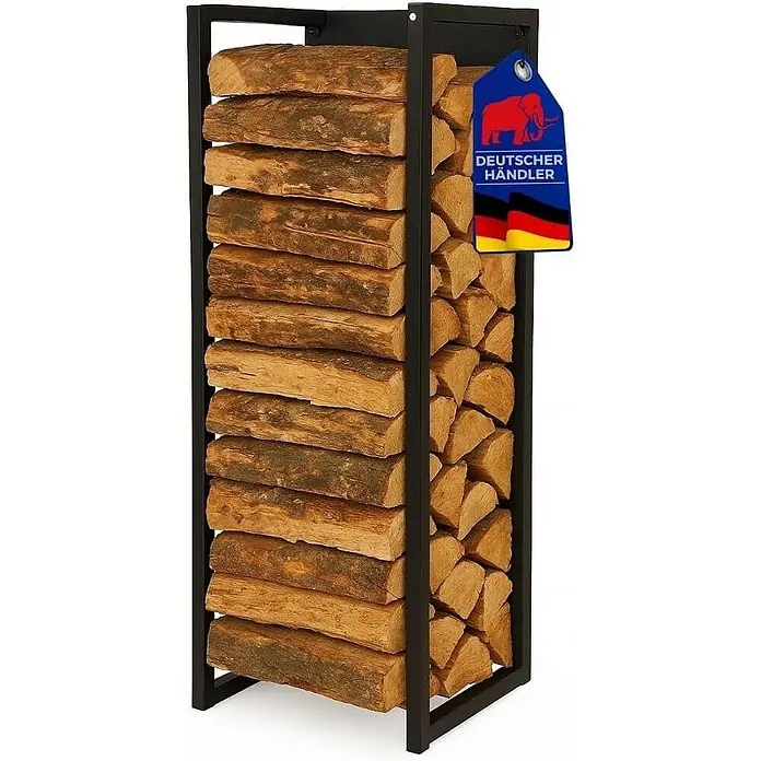 Proregal Kaminholzregal - 31 x 31 x 92 cm, Stahl, Schwarz