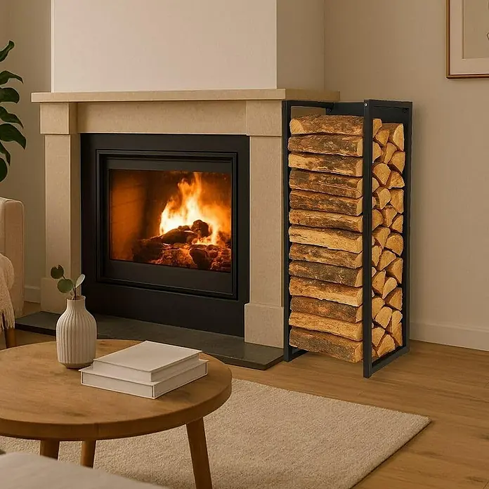 Proregal Kaminholzregal - 31 x 31 x 92 cm, Stahl, Schwarz