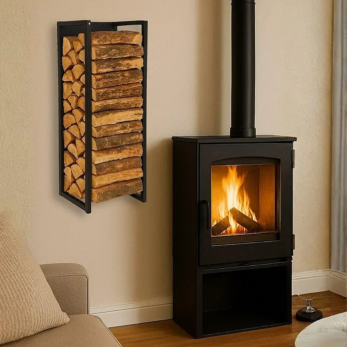Proregal Kaminholzregal - 31 x 31 x 92 cm, Stahl, Schwarz