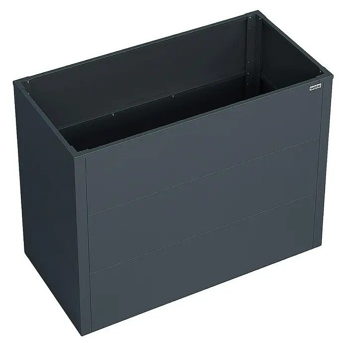 Weka Hochbeet Gary - 100 x 50 x 77 cm, Metall, Anthrazit - Bild eines anthrazitfarbenen Weka Pflanzkastens. Er ist quaderförmig und bietet Platz für Pflanzen.