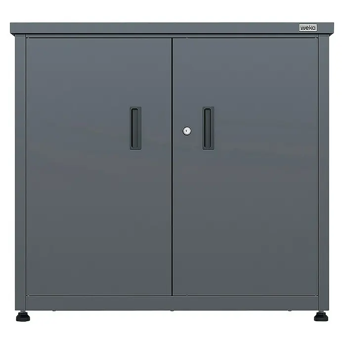 Weka Gartenschrank Gary 1 - L x B x H: 90 x 62 x 85,5 cm, Eisen, Anthrazit - Grauer WEKA-Schrank mit zwei Türen und Griffen. Ideal zur Aufbewahrung und Organisation in Garage oder Werkstatt.