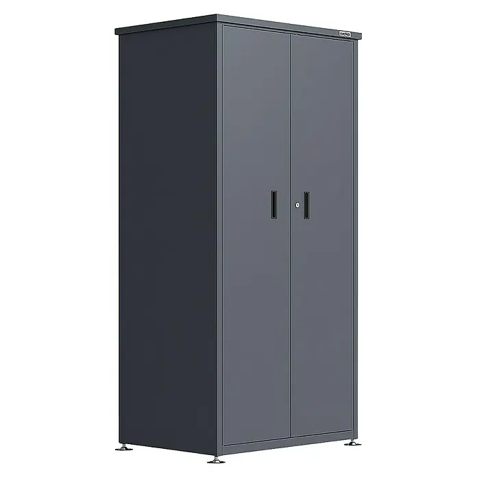 Weka Gartenschrank Gary 2 - L x B x H: 90 x 65 x 187 cm, Eisen, Anthrazit - Grauer WeKa-Metallschrank mit zwei Türen, robust und ideal für Werkstatt oder Garage, bietet viel Stauraum und Ordnung.