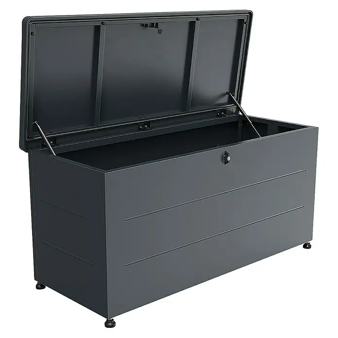 Weka Garten-Aufbewahrungsbox Gary 220 - L x B x H: 115 x 50 x 59 cm, Eisen, Anthrazit - Geräumige, offene Gartenbox in Anthrazit. Ideal zur Aufbewahrung von Gartenutensilien, wetterfest und robust.