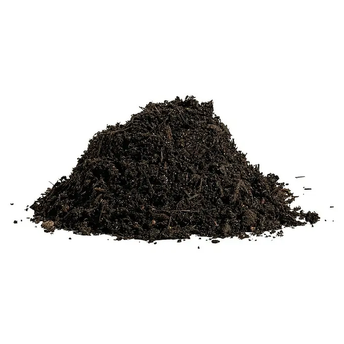 Gardol Pure Nature Pflanzerde Hochbeeterde - 40 l, Torffrei - Aufnahme eines Erdhaufens, der nahrhaft und für den Gartenbau geeignet ist. Die Erde ist locker und weist eine dunkle Farbe auf.