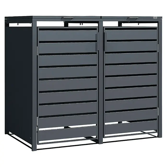 Weka Mülltonnenbox Gary - 132 x 80 cm, Metall, Anthrazit RAL 7016, Geeignet für Anzahl Mülltonnen: 2 Stk. - Grauer Mülltonnenbox für zwei Tonnen. Praktische Aufbewahrungsmöglichkeit für Mülltonnen im Außenbereich. Optimaler Schutz und ästhetisches Design.