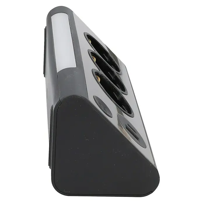 UniTEC Steckdosenleiste USB-A, USB-C - 3-fach, Silber/Schwarz, Kabellänge: 1,4 m, IP20, Mit Schalter - Steckdosenleiste mit USB-Anschlüssen und Nachtlicht für mehr Komfort und Sicherheit im Alltag. Ideal für Büro und Zuhause.