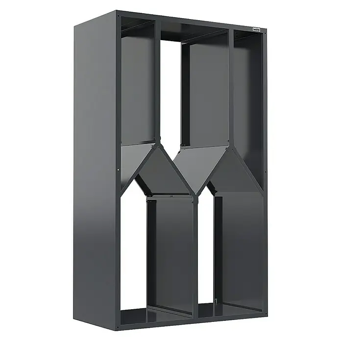 Weka Brennholzregal Gary - B x T x H: 95 x 50 x 160 cm, Metall, Anthrazit RAL 7016 - Produktansicht eines robusten, grauen Metallschranks. Er bietet viel Stauraum und ist ideal für Werkstatt oder Lager.