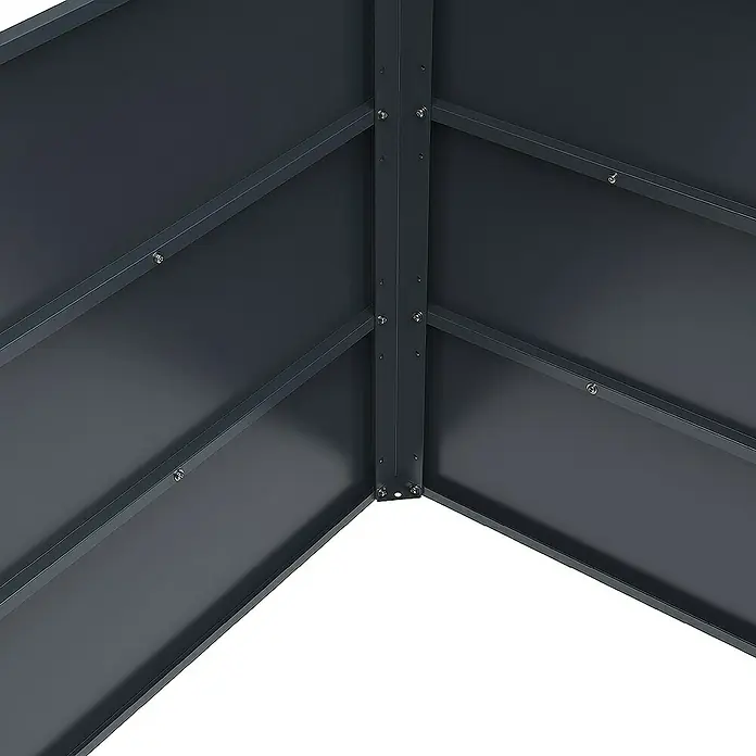 Weka Hochbeet Gary - 150 x 77 x 77 cm, Metall, Anthrazit - Nahaufnahme einer grauen Metallkonstruktion mit Schrauben, die Stabilität und Haltbarkeit des Produkts zeigt.