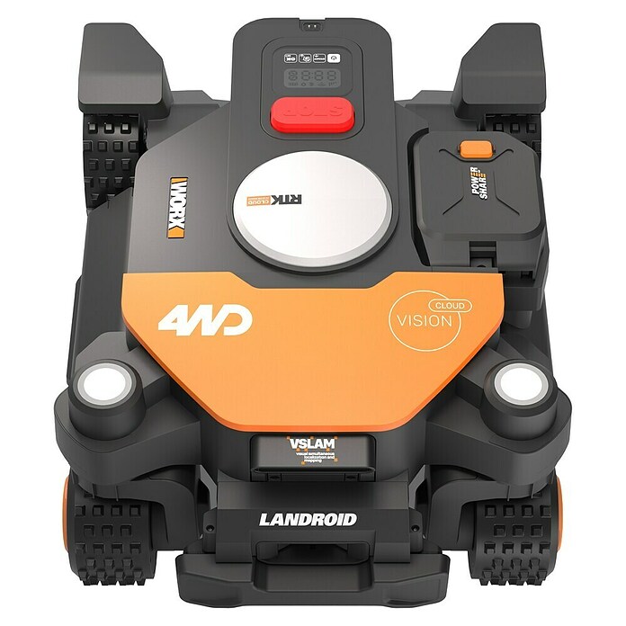 Worx PowerShare 20V Mähroboter Landroid Vision Cloud AWD WR340E (600 m², Schnittbreite: 20 cm, Satellitengestützte Navigation, RTK) | BAUHAUS