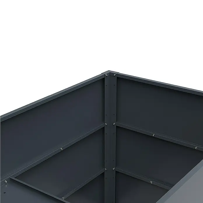 Weka Hochbeet Gary - 150 x 77 x 77 cm, Metall, Anthrazit - Detailansicht eines grauen Hochbeets aus Metall mit Schrauben an den Verbindungsstellen, das Stabilität und eine moderne Ästhetik bietet.