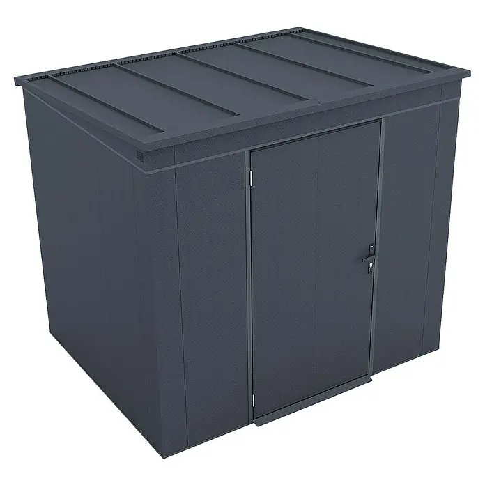 Weka Metallgerätehaus Gary 5 - Außenmaß inkl. Dachüberstand (B x T): 241,9 x 198 cm, Aluminium, Anthrazit RAL 7016 - Ein modernes Gartenhaus mit Flachdach und doppelter Tür. Ideal zur Aufbewahrung von Gartengeräten und mehr. Wetterfestes Design für den Außenbereich.
