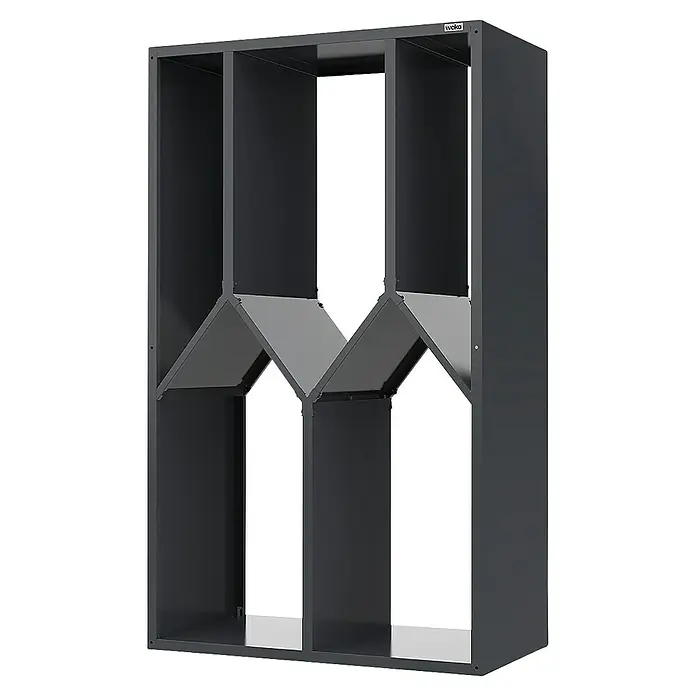 Weka Brennholzregal Gary - B x T x H: 95 x 50 x 160 cm, Metall, Anthrazit RAL 7016 - Ansicht eines grauen Mehrzweckschranks mit modularem Design, ideal für die Organisation von Lagerräumen und Werkstätten. Er bietet viel Stauraum.