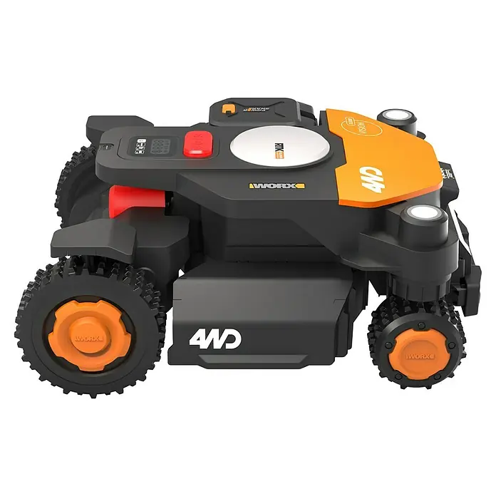 Worx PowerShare 20V Mähroboter M600 AWD Landroid Vision Cloud WR340E - 600 m², Schnittbreite: 20 cm, Satellitengestützte Navigation, RTK - Der Worx Landroid Vision 4WD Rasenmähroboter mit Allradantrieb, intelligenter Navigation und Hinderniserkennung.