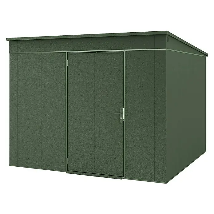 Weka Metallgerätehaus Gary 9 - Außenmaß inkl. Dachüberstand (B x T): 292 x 298,2 cm, Aluminium, Grün - Das grüne Metallgartenhaus ist robust und wetterfest, ideal zur Aufbewahrung von Gartengeräten und Werkzeugen.