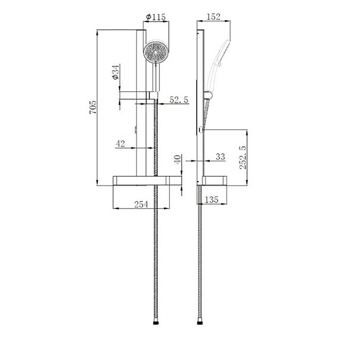 Set de ducha Zeno (Distancia entre orificios: 15 cm, Negro, Metal) | BAUHAUS