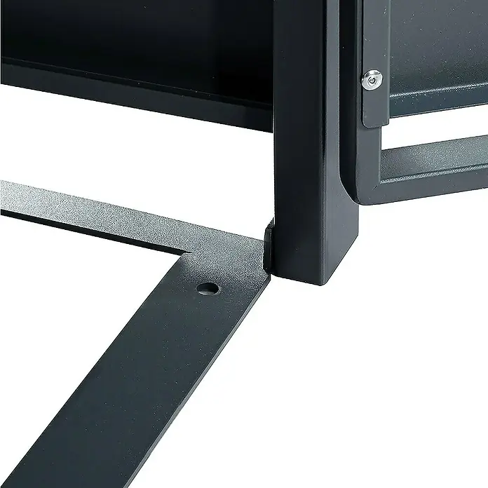 Weka Mülltonnenbox Gary - 132 x 80 cm, Metall, Anthrazit RAL 7016, Geeignet für Anzahl Mülltonnen: 2 Stk. - Detailansicht eines schwarzen Metallregals, das Robustheit und modernes Design vereint. Die klaren Linien unterstreichen die minimalistische Ästhetik.