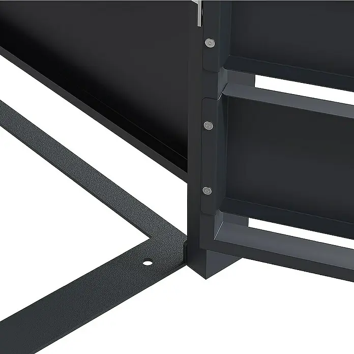 Weka Mülltonnenbox Gary - Metall, Anthrazit RAL 7016, Geeignet für Anzahl Mülltonnen: 3 Stk. - Detailaufnahme eines schwarzen Metallregals, das Stabilität und modernes Design vereint. Ideal für stilvolle Aufbewahrungslösungen.