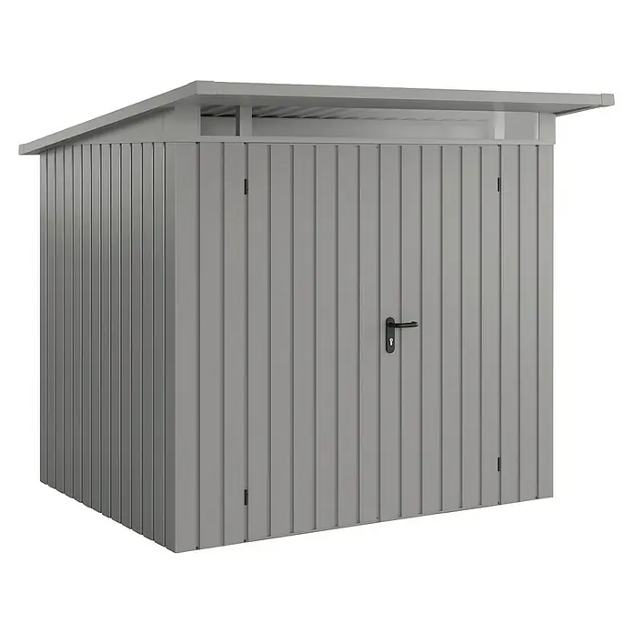 EcoStar Euroline Metallgerätehaus - Außenmaß inkl. Dachüberstand (B x T): 229 x 214 cm, Höhe: 204 cm, Stahl, Aluminium, Doppeltür - Metallgartenhaus mit Doppeltür und Griff. Robuste Konstruktion für den Außenbereich, ideal zur Aufbewahrung von Gartengeräten und -möbeln.