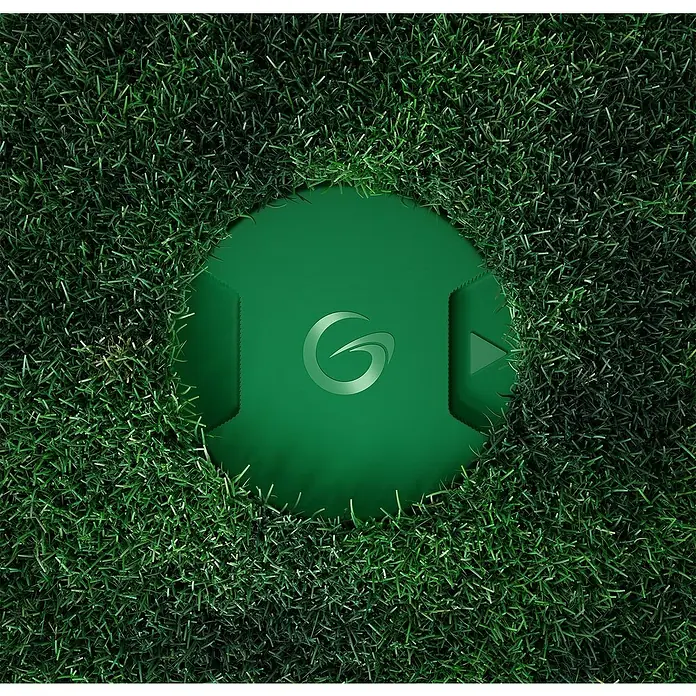 Grimsholm Green Flächenbegrenzung-Kit für Mähroboter - Alle Mähroboter mit Begrenzungsdraht, 5 -tlg. - Grüne Golfplatzmarkierung mit "G"-Logo, eingebettet in sattem Rasen. Präzise Platzzuweisung für Golfer.