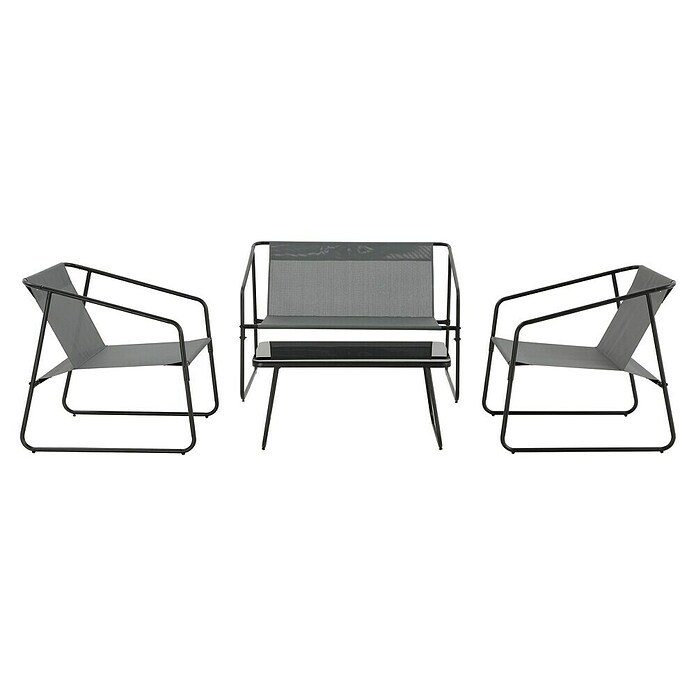 Conjunto de muebles Kateli (4 pzs., Acero/Textiline, Antracita) | BAUHAUS