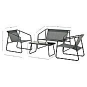 Conjunto de muebles Kateli (4 pzs., Acero/Textiline, Antracita) | BAUHAUS