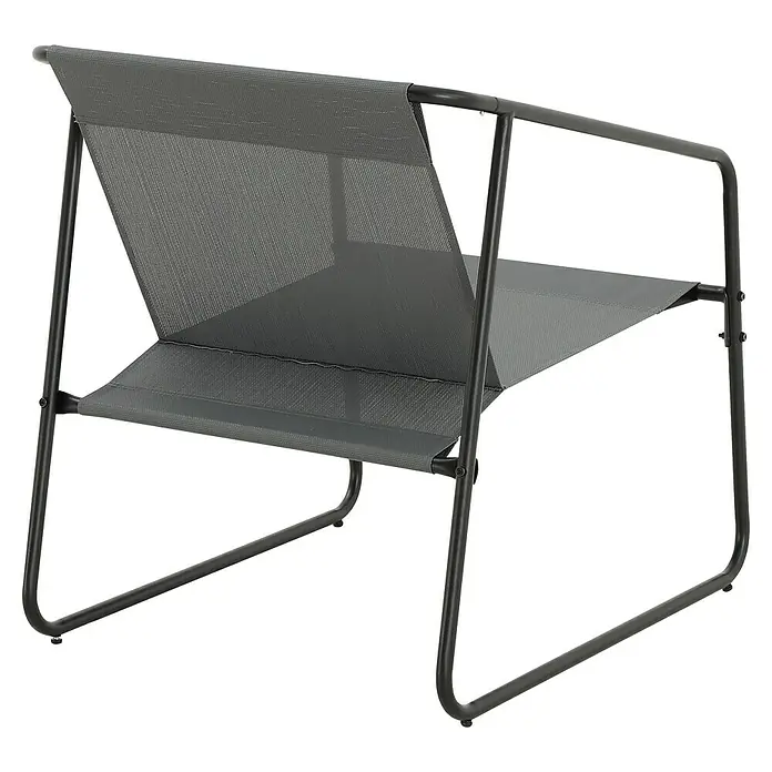Conjunto de muebles Kateli - 4 pzs., Acero/Textiline, Antracita - Imagen de una silla gris moderna con estructura metálica y tejido de malla. El diseño es minimalista y funcional.