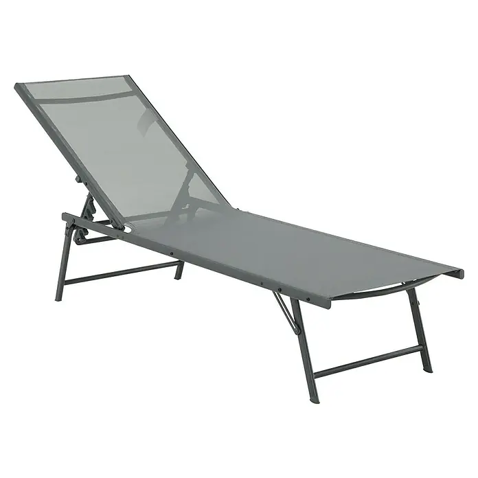 Tumbona de jardín Belisa - Gris oscuro, Acero, Abatible - Tumbona metálica gris con respaldo ajustable para el jardín o la terraza para tomar el sol relajadamente al aire libre.